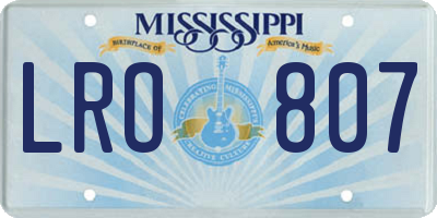 MS license plate LRO807