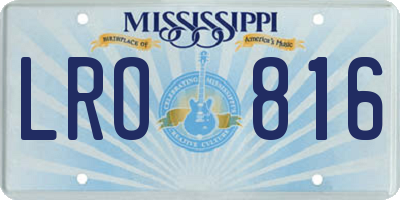 MS license plate LRO816
