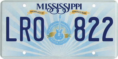 MS license plate LRO822