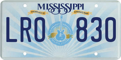 MS license plate LRO830