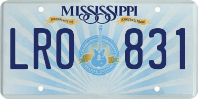 MS license plate LRO831