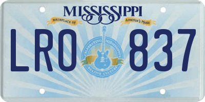 MS license plate LRO837