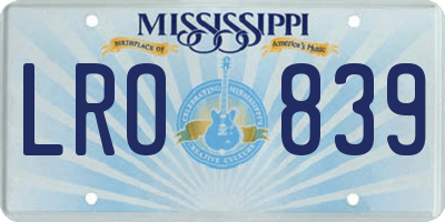 MS license plate LRO839