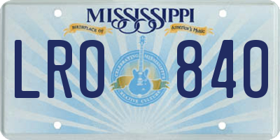 MS license plate LRO840