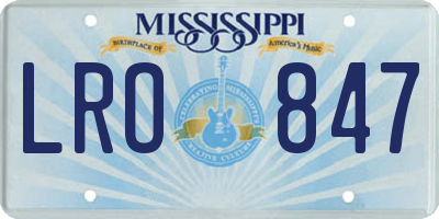 MS license plate LRO847