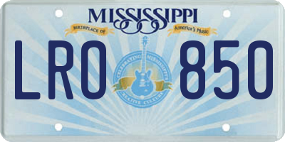 MS license plate LRO850