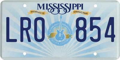 MS license plate LRO854