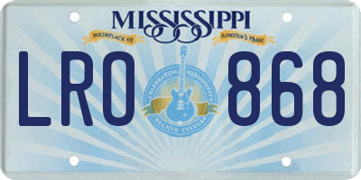 MS license plate LRO868