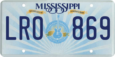 MS license plate LRO869