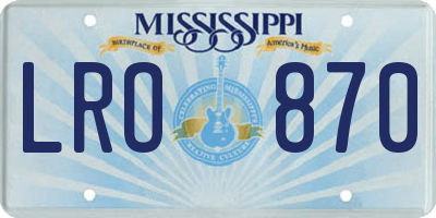 MS license plate LRO870