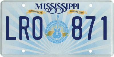 MS license plate LRO871