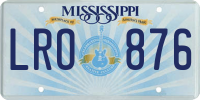 MS license plate LRO876