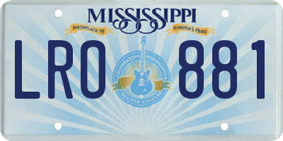 MS license plate LRO881