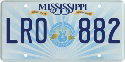MS license plate LRO882