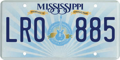 MS license plate LRO885
