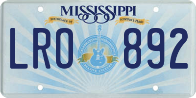MS license plate LRO892