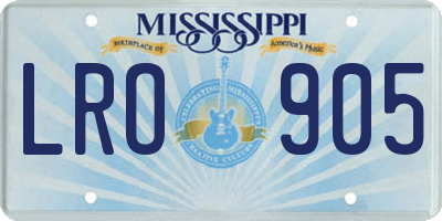 MS license plate LRO905
