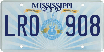 MS license plate LRO908
