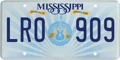 MS license plate LRO909
