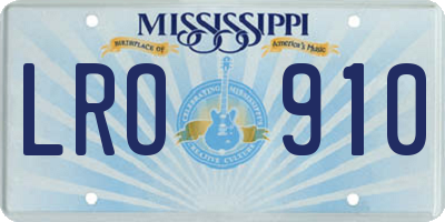 MS license plate LRO910