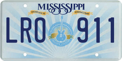 MS license plate LRO911