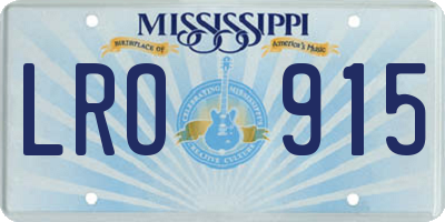 MS license plate LRO915