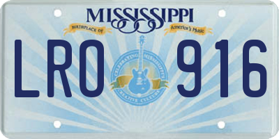 MS license plate LRO916