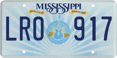MS license plate LRO917