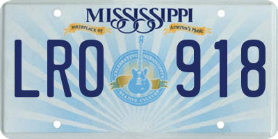 MS license plate LRO918