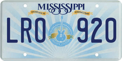 MS license plate LRO920