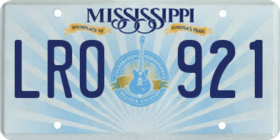 MS license plate LRO921