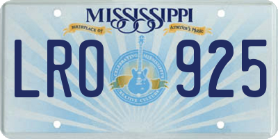 MS license plate LRO925