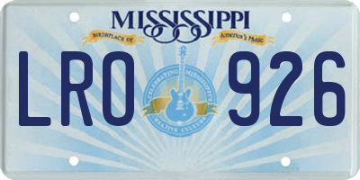 MS license plate LRO926