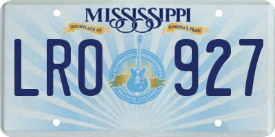 MS license plate LRO927