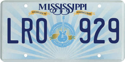 MS license plate LRO929