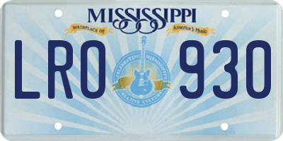 MS license plate LRO930