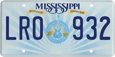 MS license plate LRO932