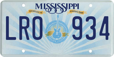MS license plate LRO934