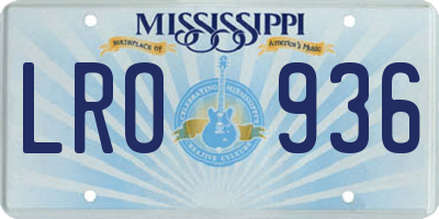 MS license plate LRO936