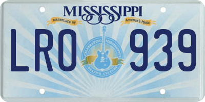MS license plate LRO939
