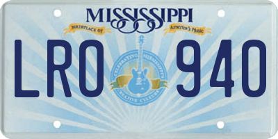 MS license plate LRO940