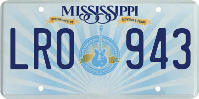 MS license plate LRO943