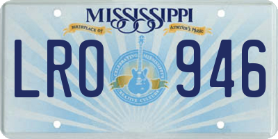 MS license plate LRO946