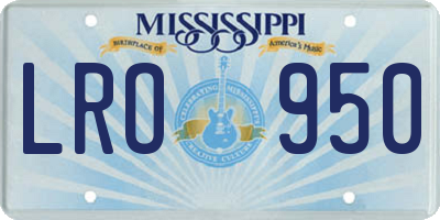 MS license plate LRO950