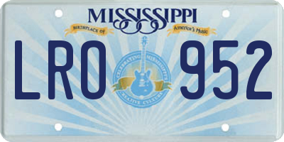 MS license plate LRO952