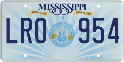 MS license plate LRO954