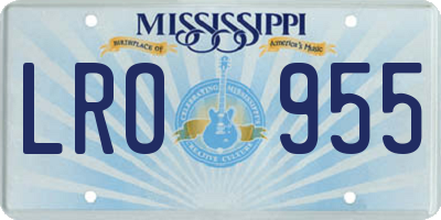 MS license plate LRO955