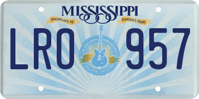 MS license plate LRO957