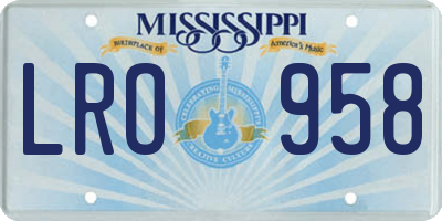 MS license plate LRO958