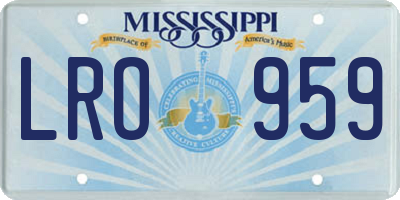MS license plate LRO959